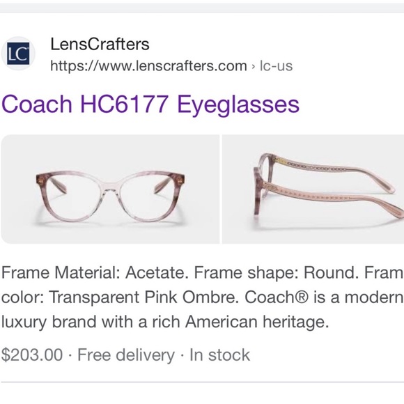 Coach glasses frame clear pink - Picture 6 of 7